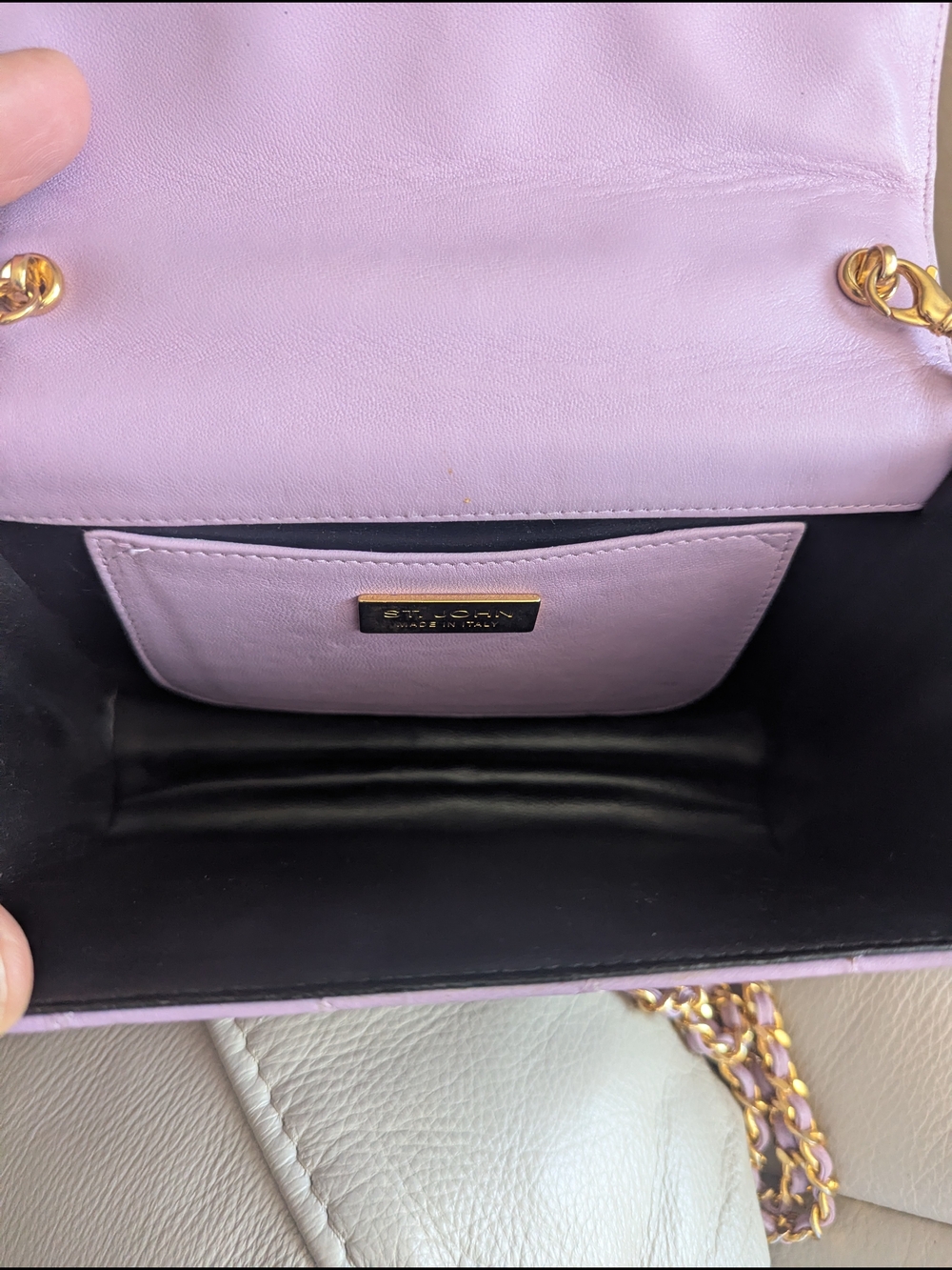 St. John Quilted Lilac Chain Crossbody Bag - Picture 7 of 11